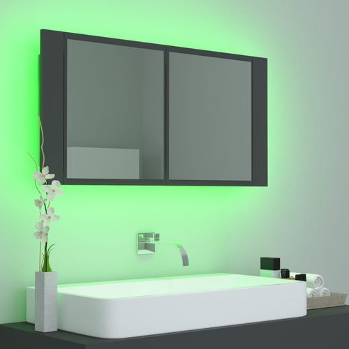 LED kupaonski ormarić s ogledalom sivi 90 x 12 x 45 cm slika 13