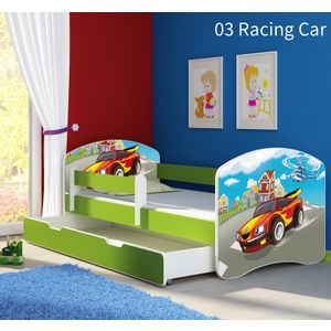 Dječji krevet ACMA s motivom, bočna zelena + ladica 160x80 cm 03-racing-car
