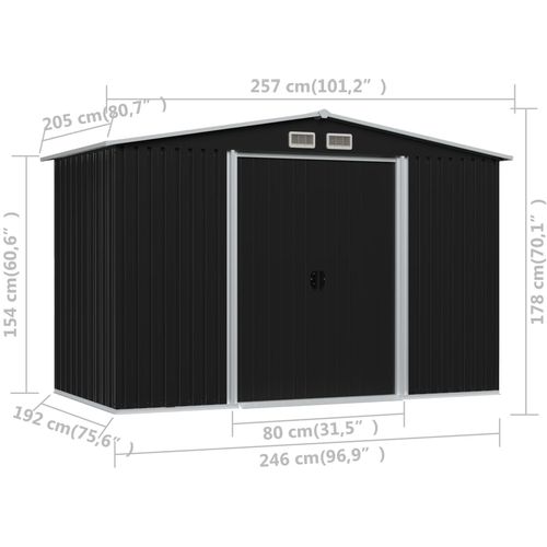 Vrtna kućica za pohranu antracit čelična 257 x 205 x 178 cm slika 40