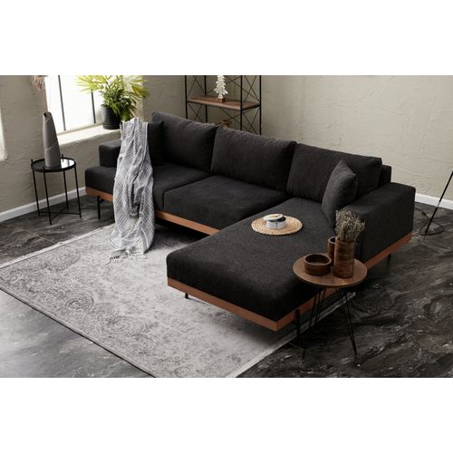 Atelier Del Sofa Kutna garnitura, Antracit Crno, Liva Right - Anthracite, Copper slika 2