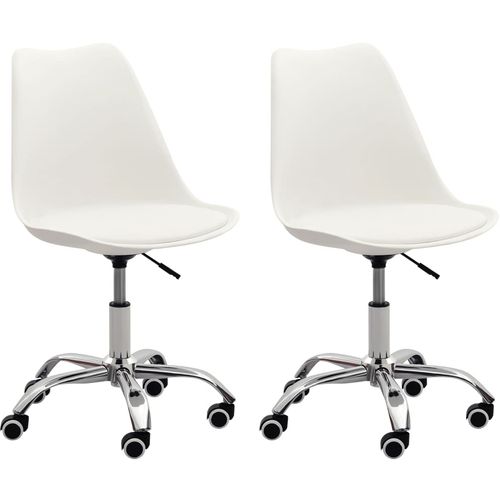 Uredske stolice od umjetne kože 2 kom bijele slika 1