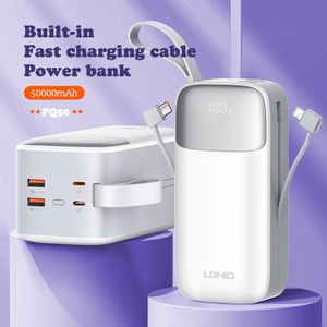 LDNIO Power Bank PQ50 50000mAh s Brzim Punjenjem i Ugrađenim Kabelima