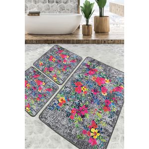 Etova Multicolor Bathmat Set (3 Pieces)