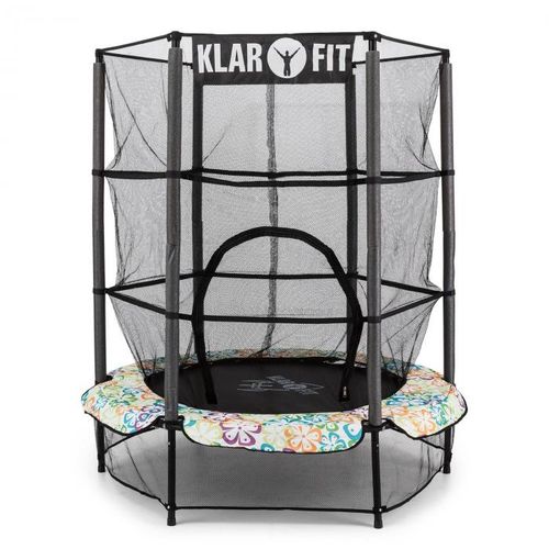 KLARFIT Rocketkid 4, 140 cm trampolin, sigurnosna mreža, bungee opruge, cvjetniuzorak slika 2