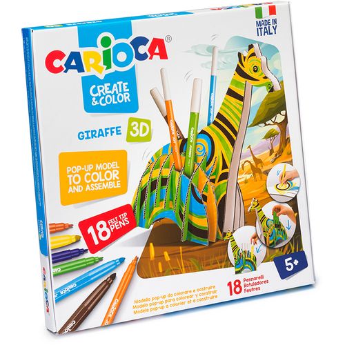 Flomaster set Carioca create and color 3d Giraffe 1/18 42901 slika 1