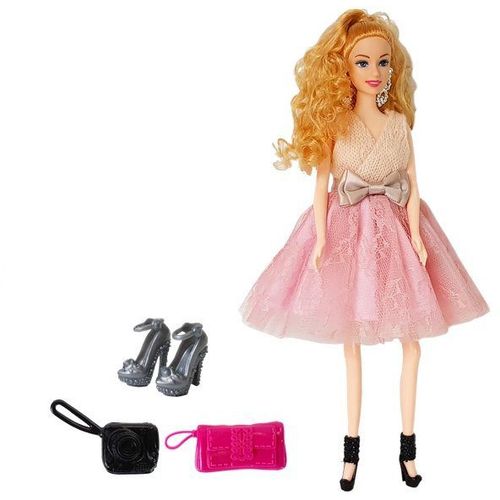 Lutka model, 28cm, roza haljina za izlazak slika 2