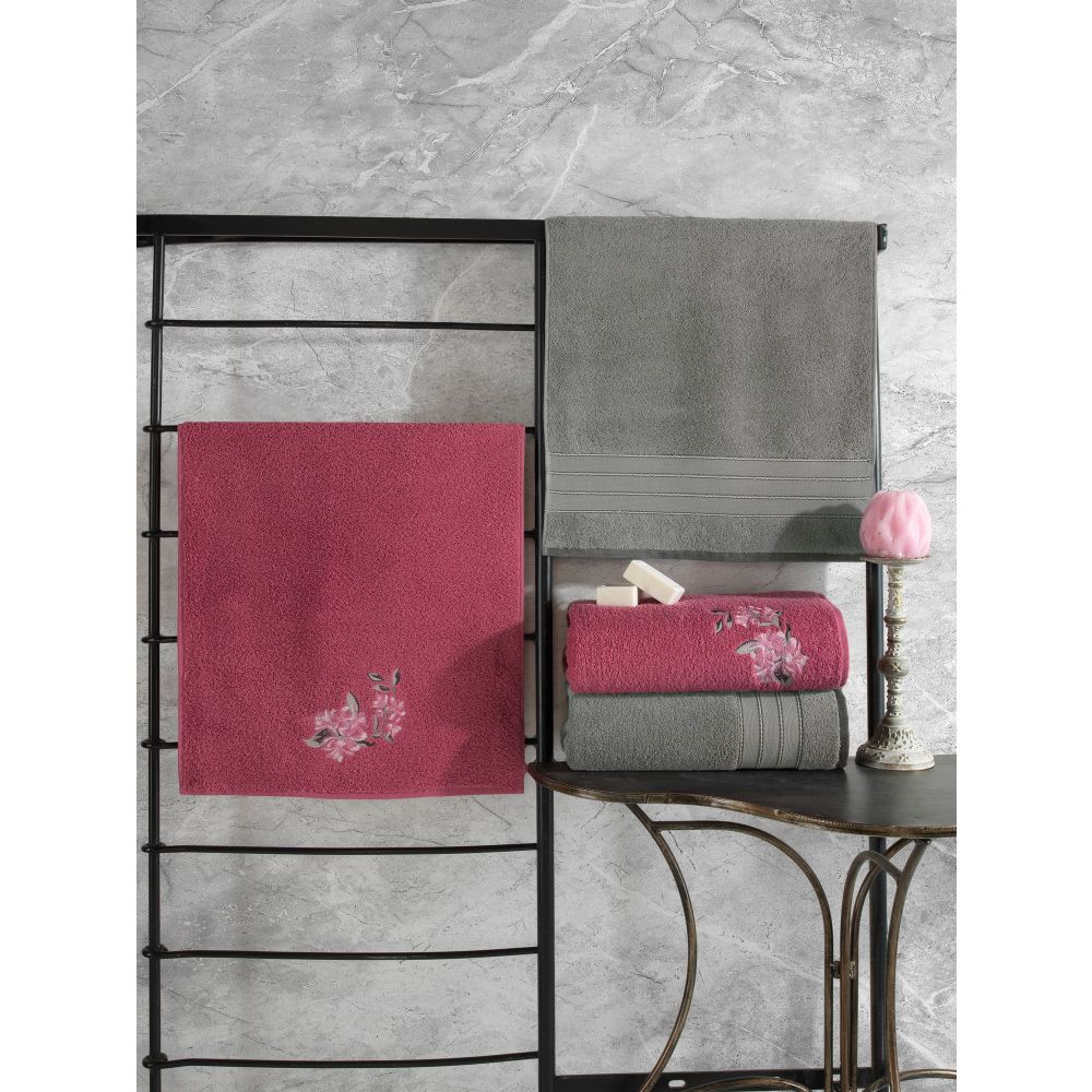Set peškira (4 komada) Hamam Setı Šareni, boje: siva, ružičasta slika 1