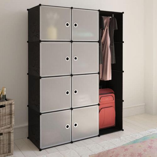 240497 Modular Cabinet with 9 Compartments 37x115x150 cm Black and White slika 2