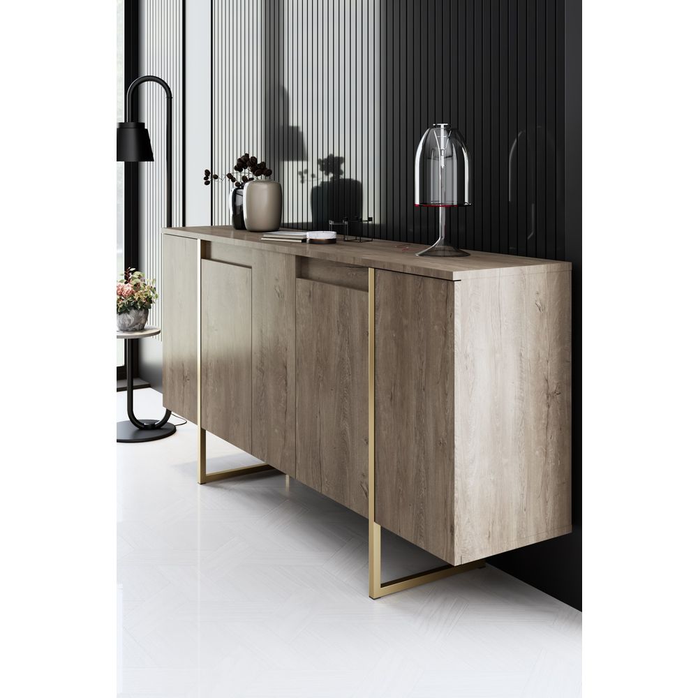 Luxe - Set Namještaja za Dnevni Boravak u Orah i Zlatnoj Boji slika 7