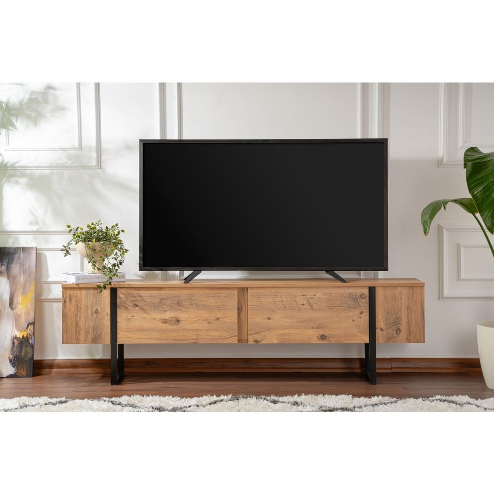 Serenity - Crni TV Stalak, boja Atlantske Borovine slika 2