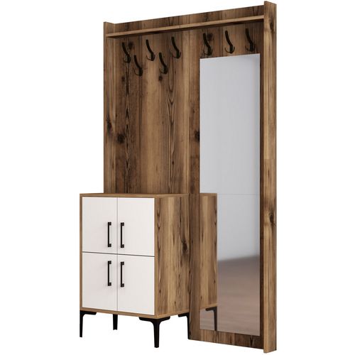 Woody Fashion Ormar za predsoblje, Berlin BC - Walnut, White slika 5