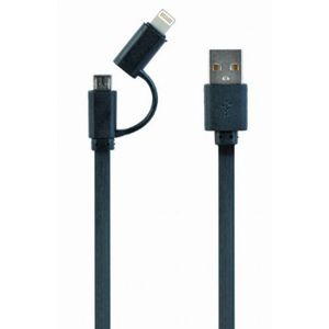 CC-USB2-AMLM2-1M USB charging combo cable iPhones 8-pin + Micro USB, black, 1m