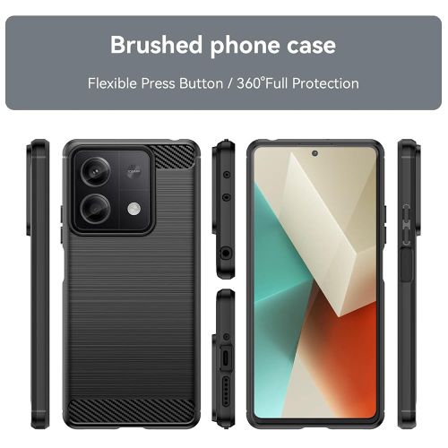 Techsuit Carbon Silicone maska za Xiaomi Redmi Note 13 5G– crna slika 2