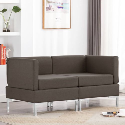 2-dijelni set sofa od tkanine smeđe-sivi slika 14