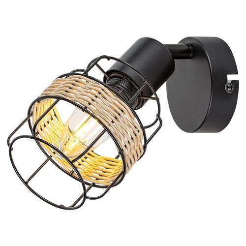 Rabalux Indiana, metal zidna lampa, sa natural waven decor E14 slika 2