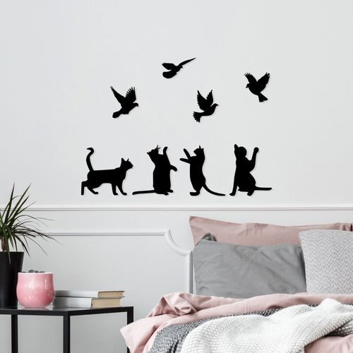 Wallity Metalna zidna dekoracija, Birds Playing With Cats  slika 1