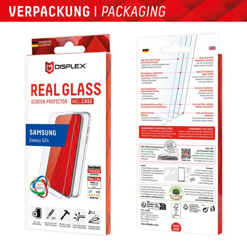 Zaštitno staklo DISPLEX Real Glass 2D za Samsung Galaxy S24, + prozirna maskica (01908) slika 1