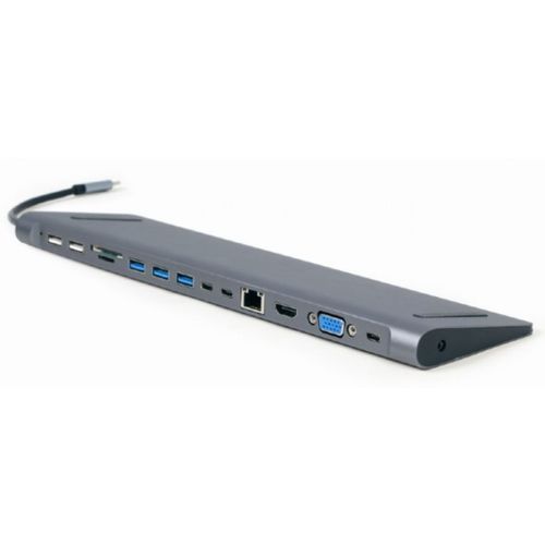 A-CM-COMBO9-01 Gembird USB Type-C 9-in-1 multi-port adapter USB hub+HDMI+VGA+PD+card reader+LAN+3.5m slika 1