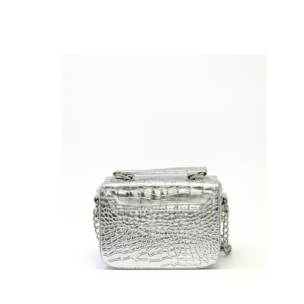 ILEA Ženska torba Tea 19x13cm, Srebrna Kroko slika 3