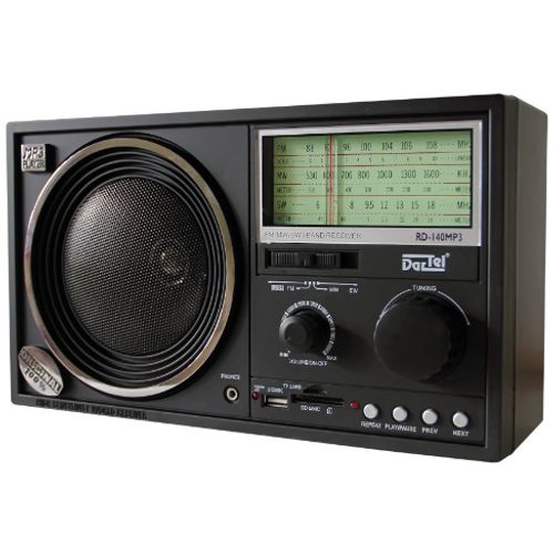 Dartel radio FM, MW, SW, analogni, AC ili klasične baterije, crni RD-140MP3 slika 3