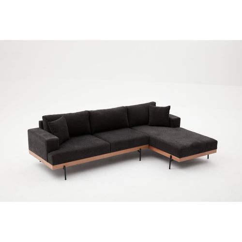 Atelier Del Sofa Kutna garnitura, Antracit Crno, Liva Right - Anthracite, Copper slika 9