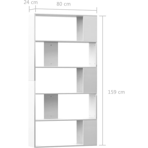 Ormarić za knjige / sobna pregrada sjajni bijeli 80x24x159 cm slika 7