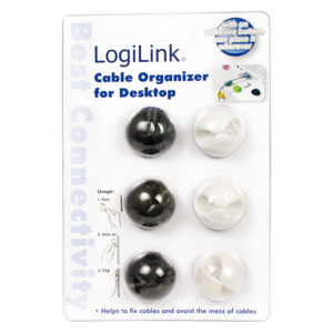 LogiLink držači za organizovanje kablova 6 kom. crni/beli