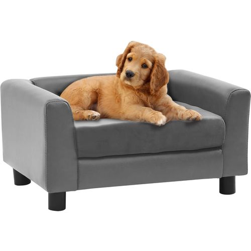 Sofa za pse siva 60 x 43 x 30 cm od pliša i umjetne kože slika 49