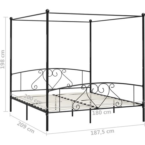 Okvir za krevet s nadstrešnicom crni metalni 180 x 200 cm slika 14