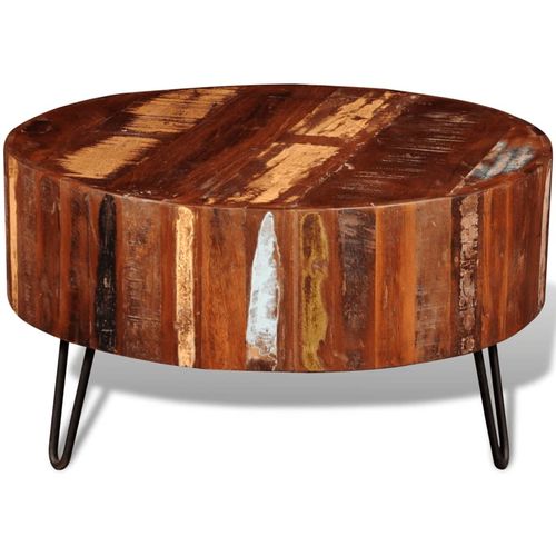 Stolić za kavu od masivnog obnovljenog drva okrugli slika 36
