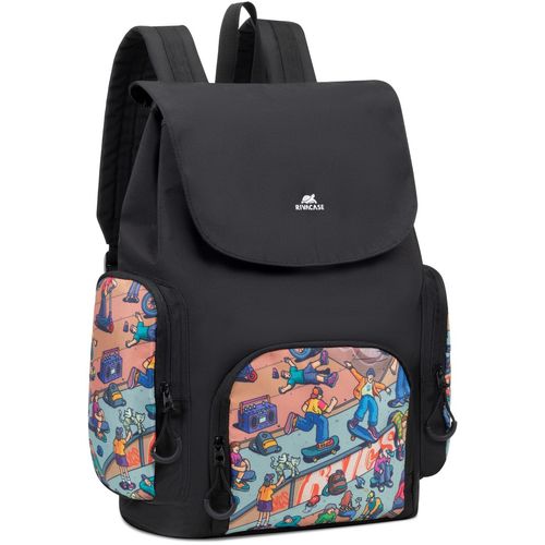 Ruksak RivaCase Agora 5425 black Urban Print backpack "Skaters", 15L slika 2