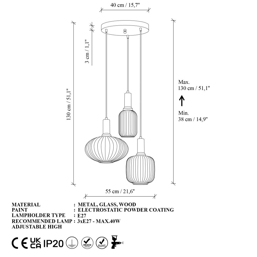 Luster Asker 15201 - Drvo zlatne boje slika 6