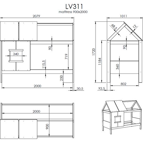 Drveni dječji krevet Finn Low s ladicom - bijeli - 200*90 cm slika 11