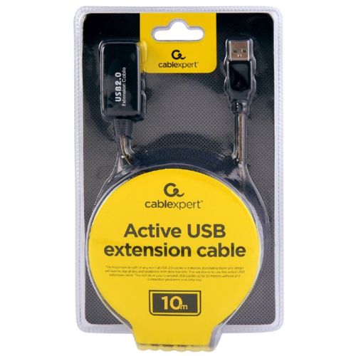 UAE-01-10M Gembird USB 2.0 active extension cable, black color, bulk package, 10m slika 3