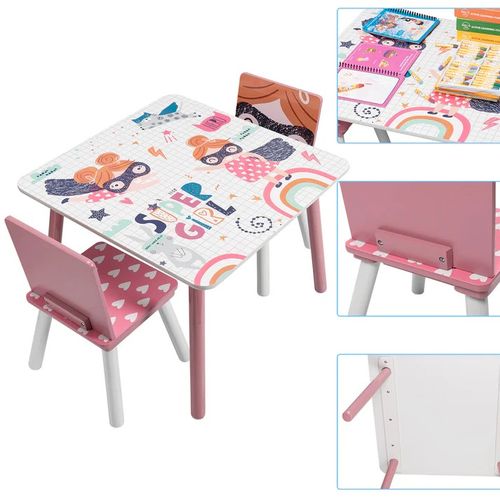 Kinder Home Drveni Dečiji Sto Sa Stolicama Roze slika 9