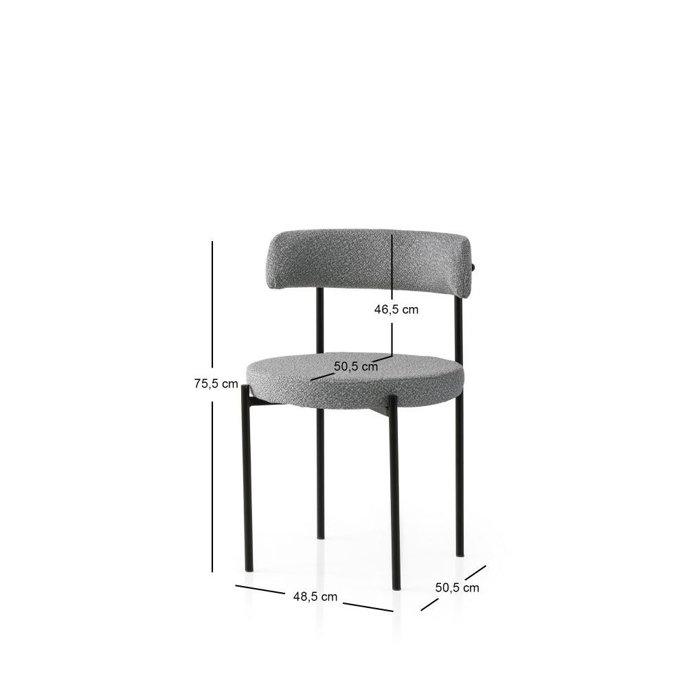 Gını - 4012 V2 Crni i Tamno Sivi Set Stolica (2 Komada) slika 4