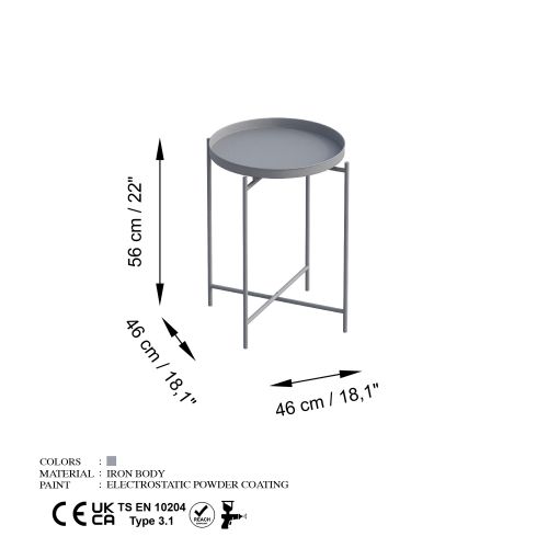 Sivi Metalni Sto za Kafu SHB-007-C slika 6