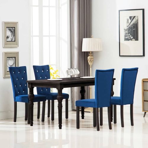 Blagovaonske stolice od baršuna 4 kom tamno plave slika 1