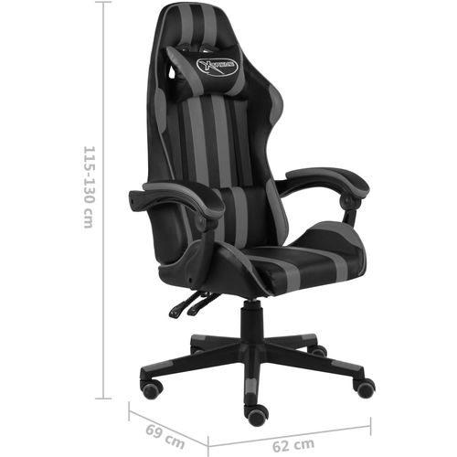 Igraća stolica od umjetne kože crno-siva slika 6