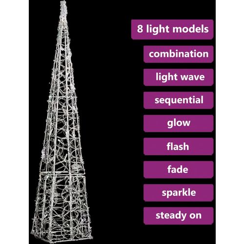 Akrilni ukrasni stožac s LED svjetlima hladni bijeli 90 cm slika 11