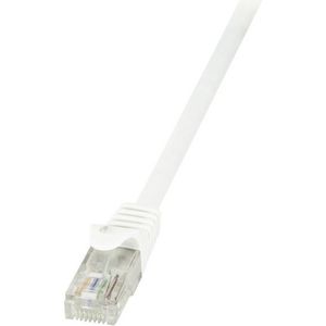 LogiLink CP2031U RJ45 mrežni kabel, Patch kabel cat 6 U/UTP 1.00 m bijela sa zaštitom za nosić 1 St.