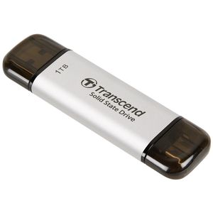 Transcend TS1TESD310S 1TB, Portable SSD, ESD310, USB 3.1 Gen 2, USB Type-A/USB Type-C, Write up to 950 MB/s, Read up to 1050 MB/s, Silver