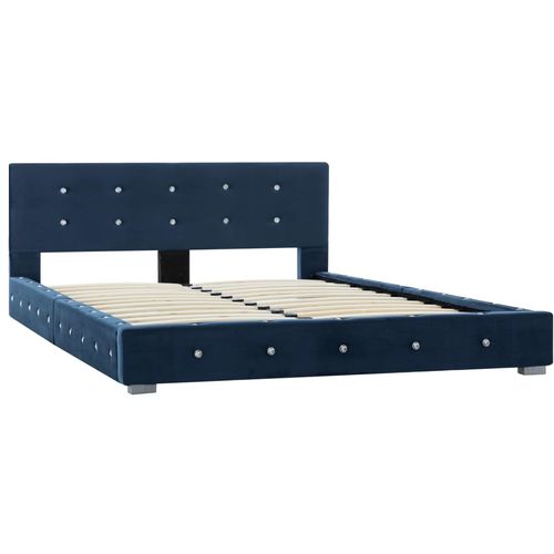 Krevet s madracem plavi baršunasti 120 x 200 cm slika 5