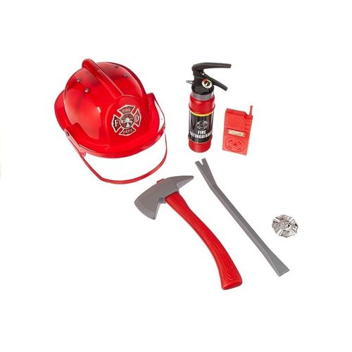 Kostim vatrogasca s dodacima - kaciga, aparat za gašenje požara, pajser slika 4