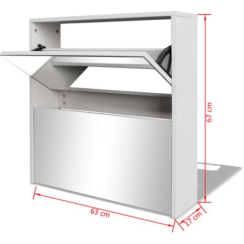 Ormarić za cipele sa Ogledalom Bijeli 63x17x67 cm slika 26