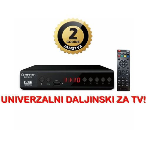 MANTA DVB-T2 prijemnik, H265, univerzalni daljinski i za TV, HDMI, SC DVBT024PRO slika 1