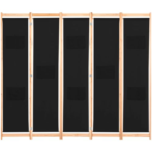 Sobna pregrada s 5 panela od tkanine 200 x 170 x 4 cm crna slika 36