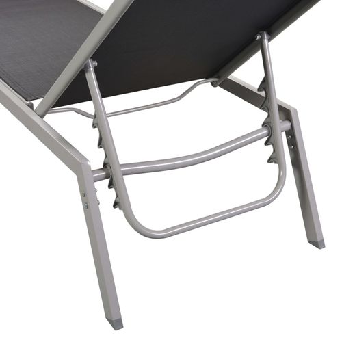 Ležaljke za sunčanje sa stolićem 2 kom čelik i tekstilen crne slika 18