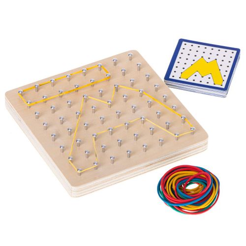 Montessori drvena slagalica Geoboard s gumicama i karticama slika 5