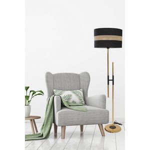 Felix Gold Lambader Silindir 02 Rattan Abajurlu Gold Floor Lamp